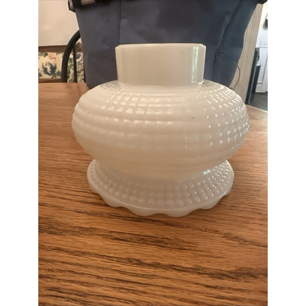 Milk Glass White Hobnail Lamp Shade With Fluted Edge 5” Tall replacement